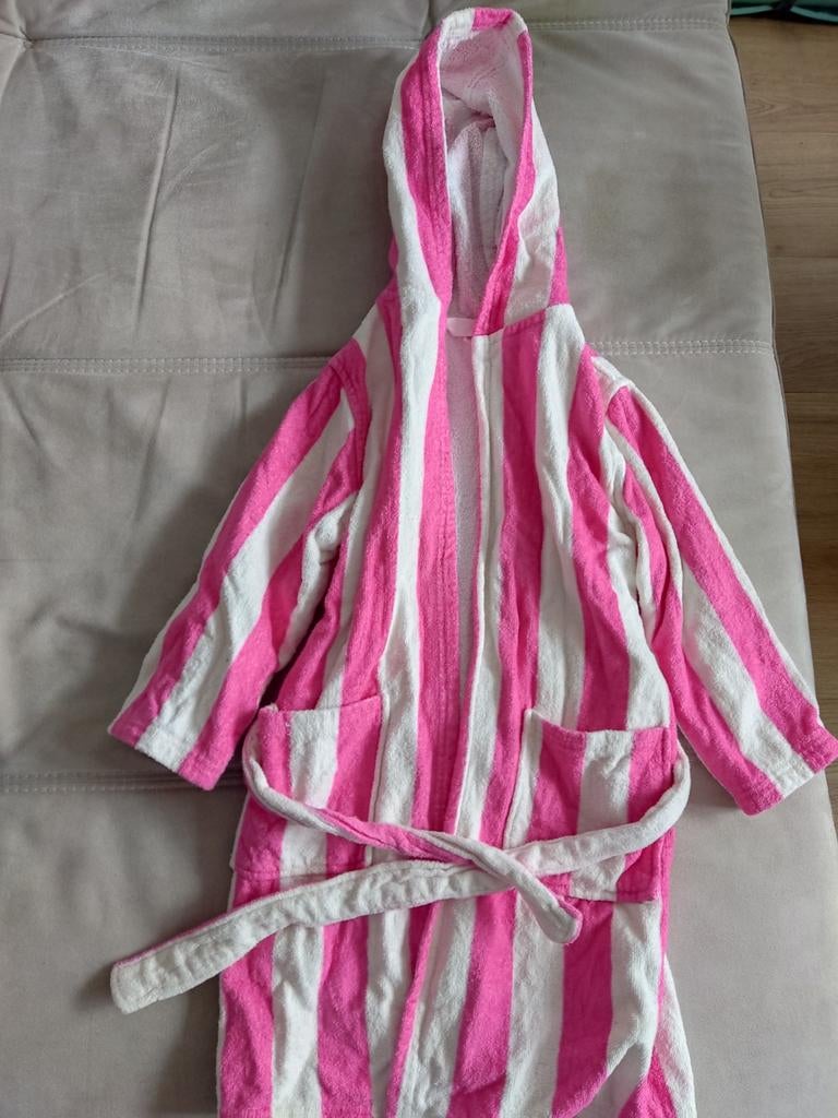 H&M HOME Badjas Roze/Wit Gestreept Maat 110/116, Ophalen of Verzenden, Gebruikt, H&M HOME, Meisje