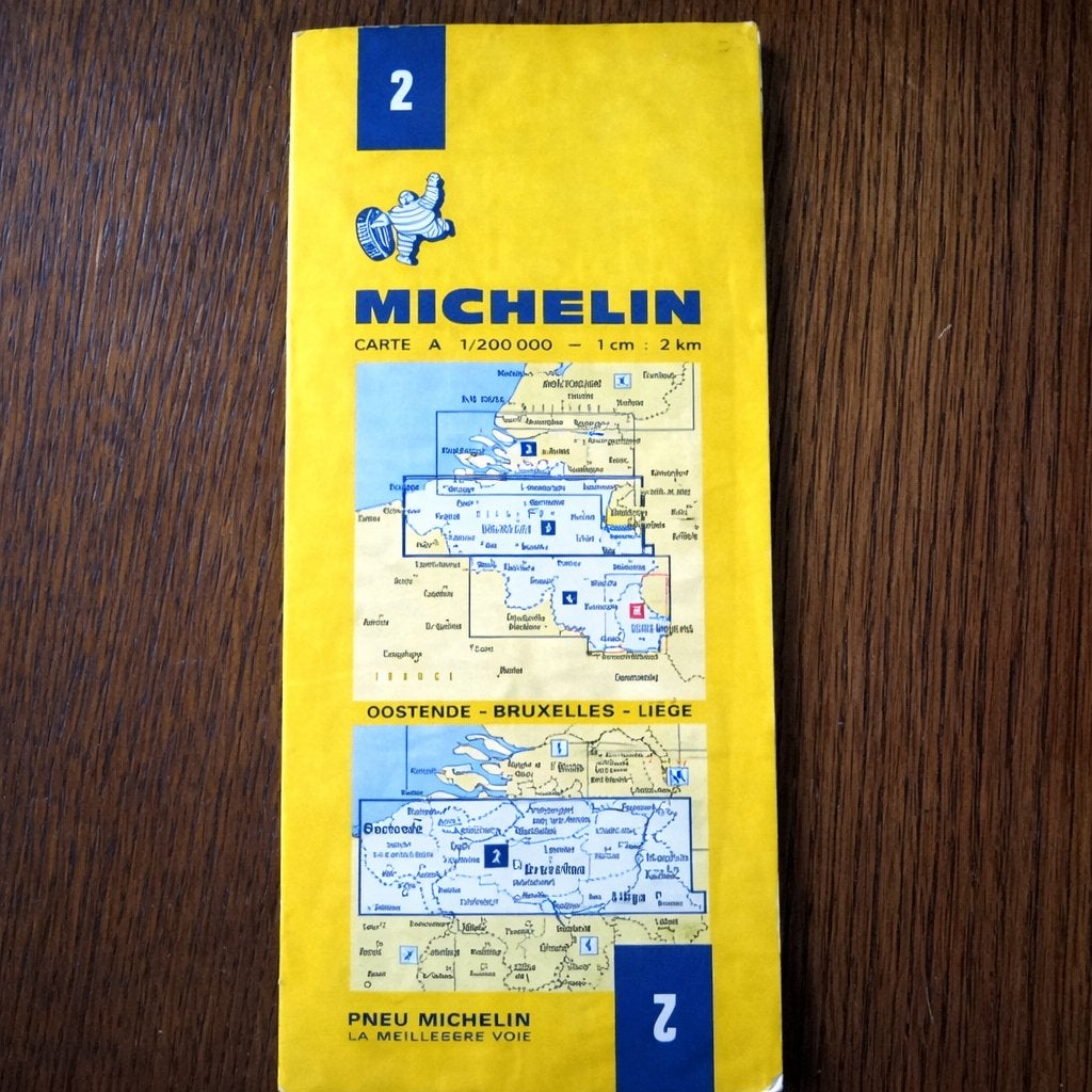 retro michelin routekaart- oostende-brussel-luik, Gelezen, Michelin, Landkaart, 1800 tot 2000