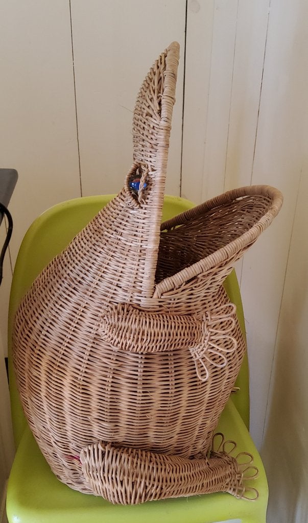 Retro, vintage rotan mand, kikkermodel, voor tijdschriften., Ophalen of Verzenden, Gebruikt