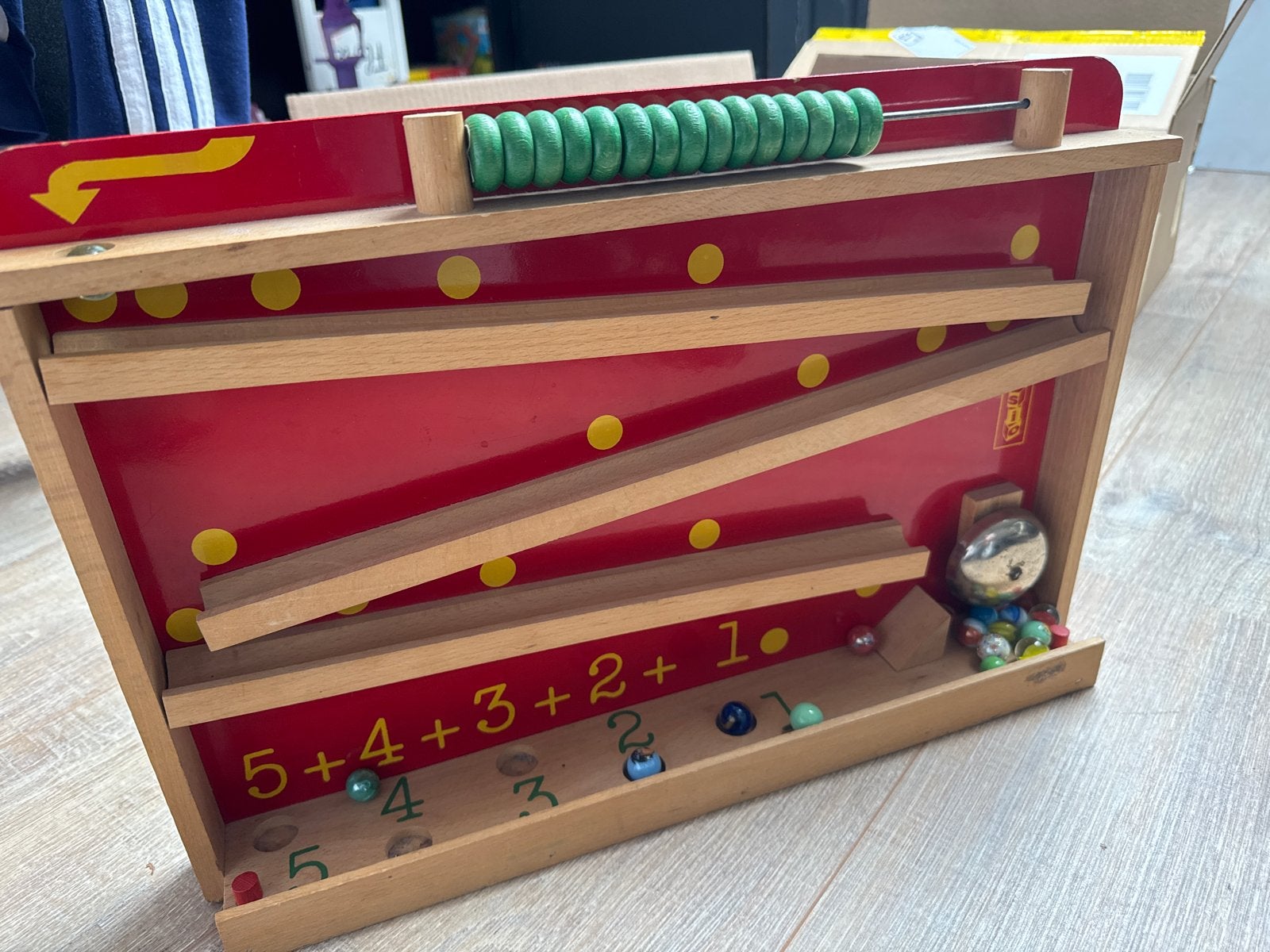 Houten knikkerbaan met telraam - Educatief speelgoed, Ophalen of Verzenden, Gebruikt, Rekenen