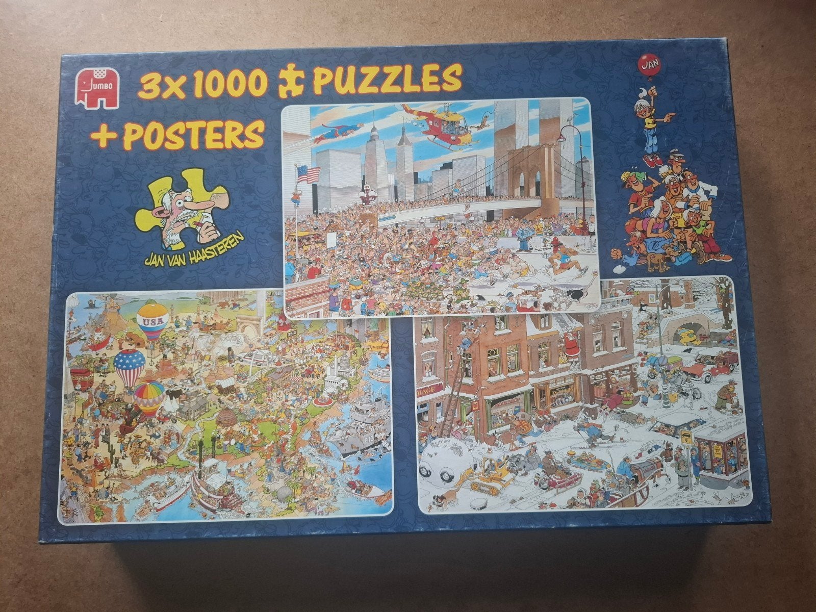 Jan van Haasteren 3 x 1000 (81002) met 2 NIEUWE puzzels, Ophalen of Verzenden, 500 t/m 1500 stukjes, Nieuw
