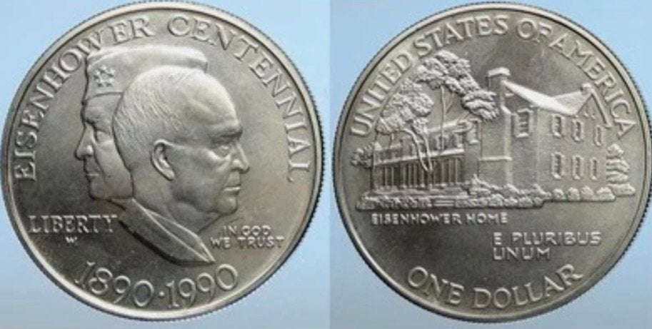 Eisenhower Centennial Dollar 1890-1990, Ophalen of Verzenden, Noord-Amerika, Losse munt