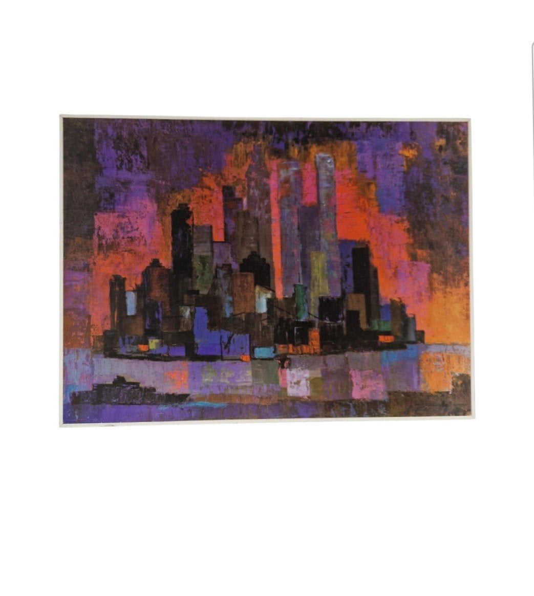Reuther Manhattan kunstdruk jaren 70 vintage schilderij, Antiek en Kunst, Ophalen of Verzenden
