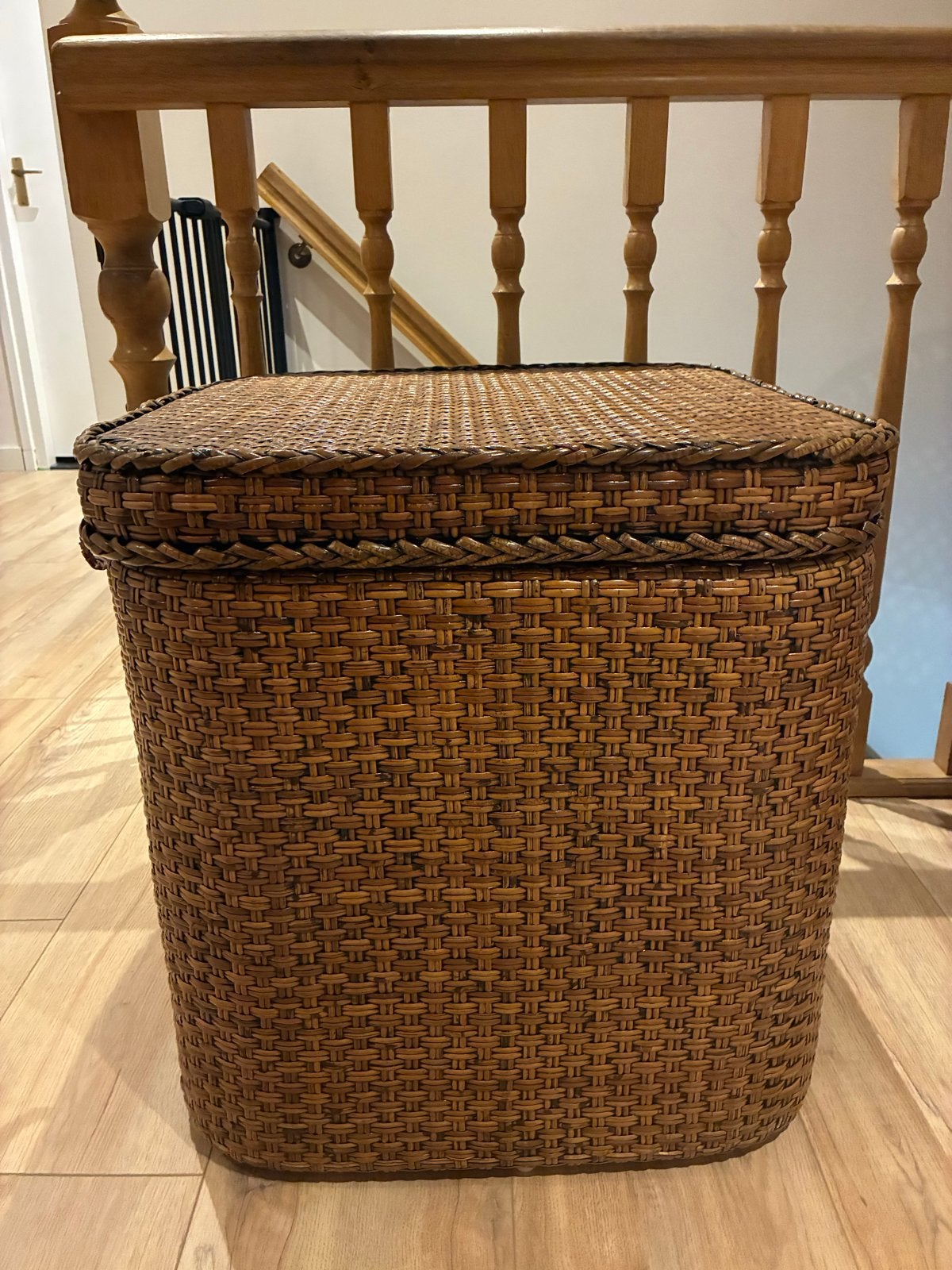 Gevlochten opbergmand met deksel, Huis en Inrichting, Ophalen, 50 – 75, Gebruikt, 50 tot 100 cm