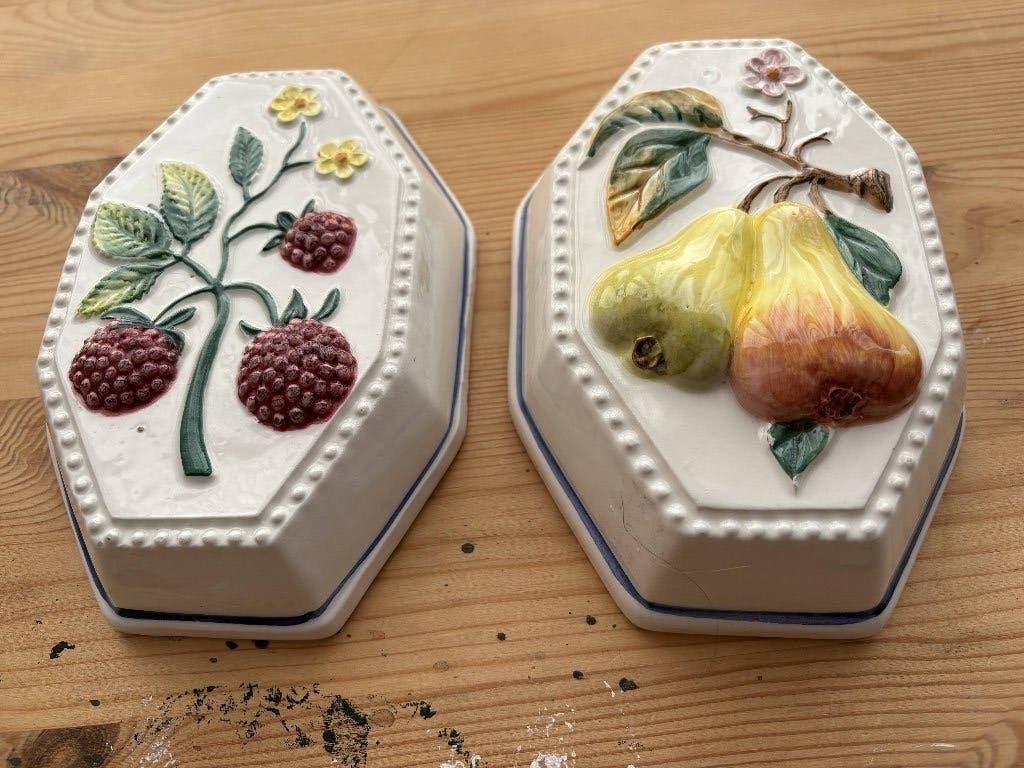 Set vintage keramieken puddingvormen fruit Italiaans, Ophalen of Verzenden