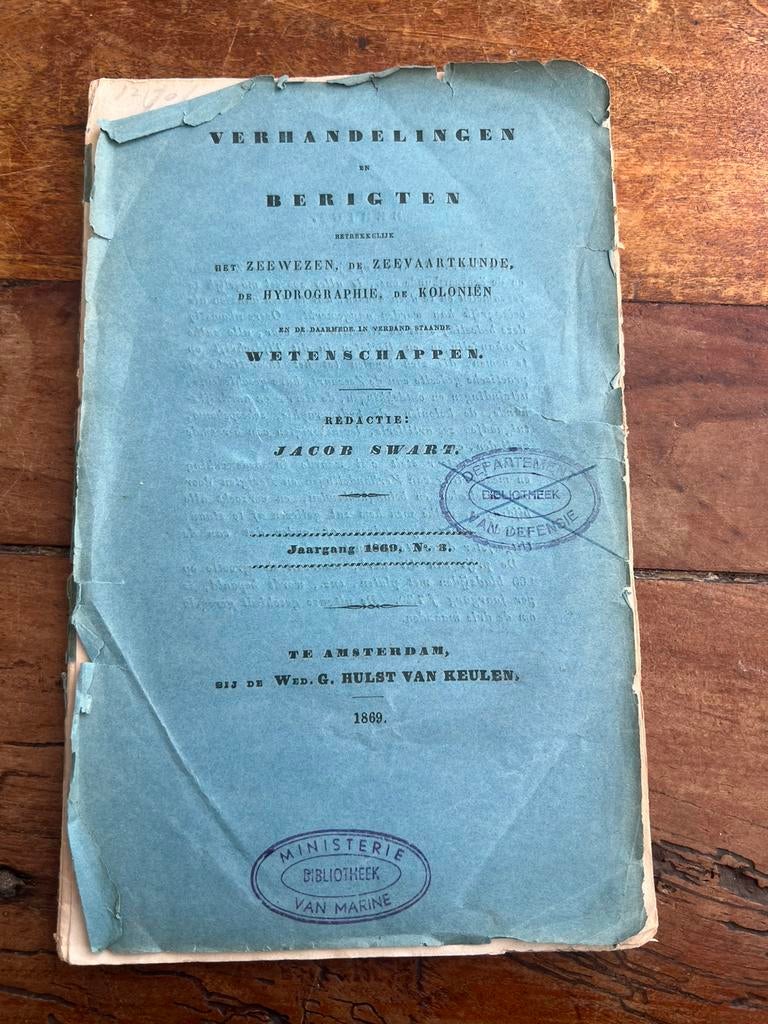Nederlands verslag rapport marine 1869 KNIL overzees, Verzamelen, Ophalen of Verzenden, Marine, Nederland, Embleem of Badge