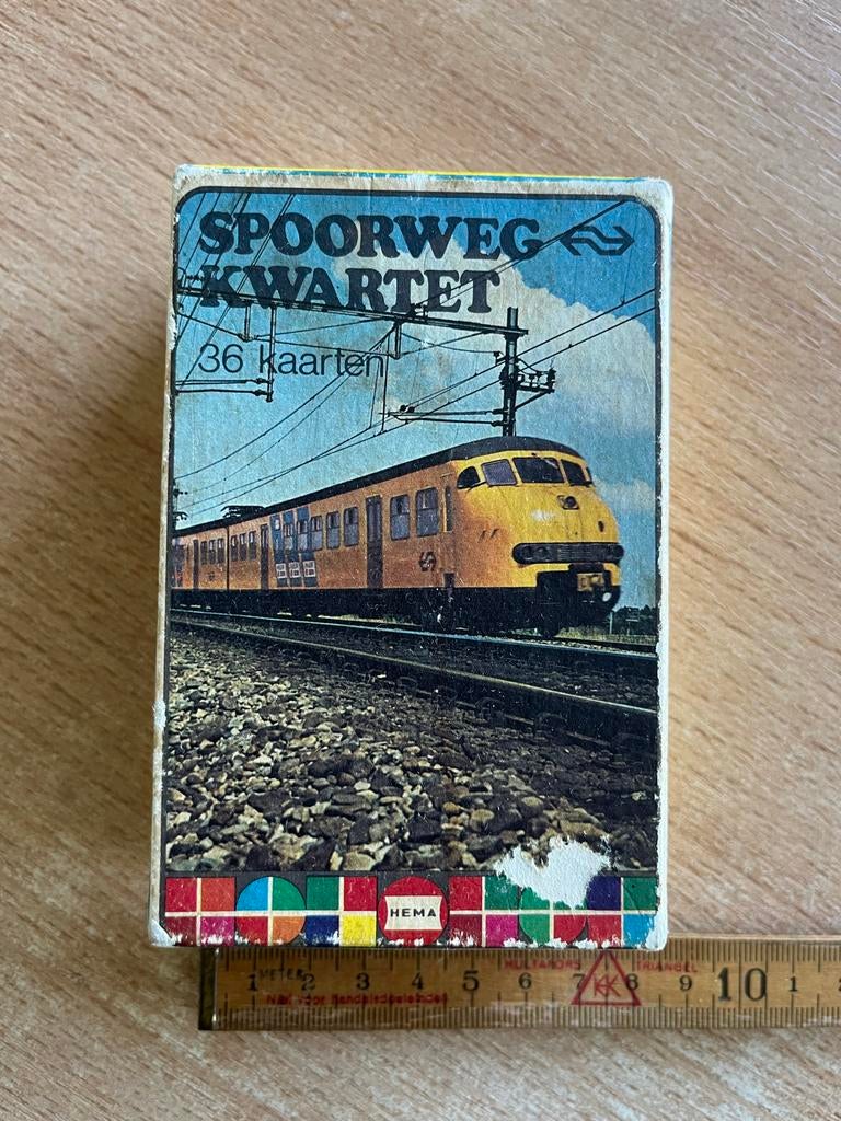 Spoorweg Kwartet HEMA - Vintage Kaartspel 36 Kaarten, Verzamelen, Ophalen of Verzenden, Gebruikt, Trein, Kaart of Prent