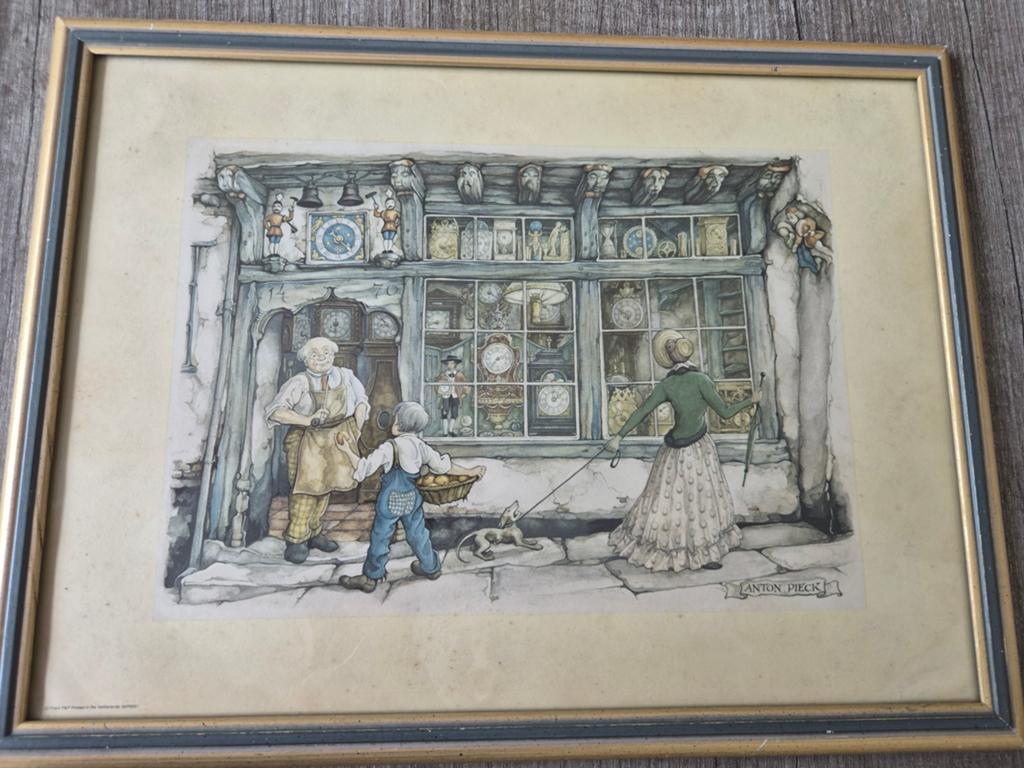 Ingelijste prent Anton Pieck - De Klokkenmaker, Ophalen