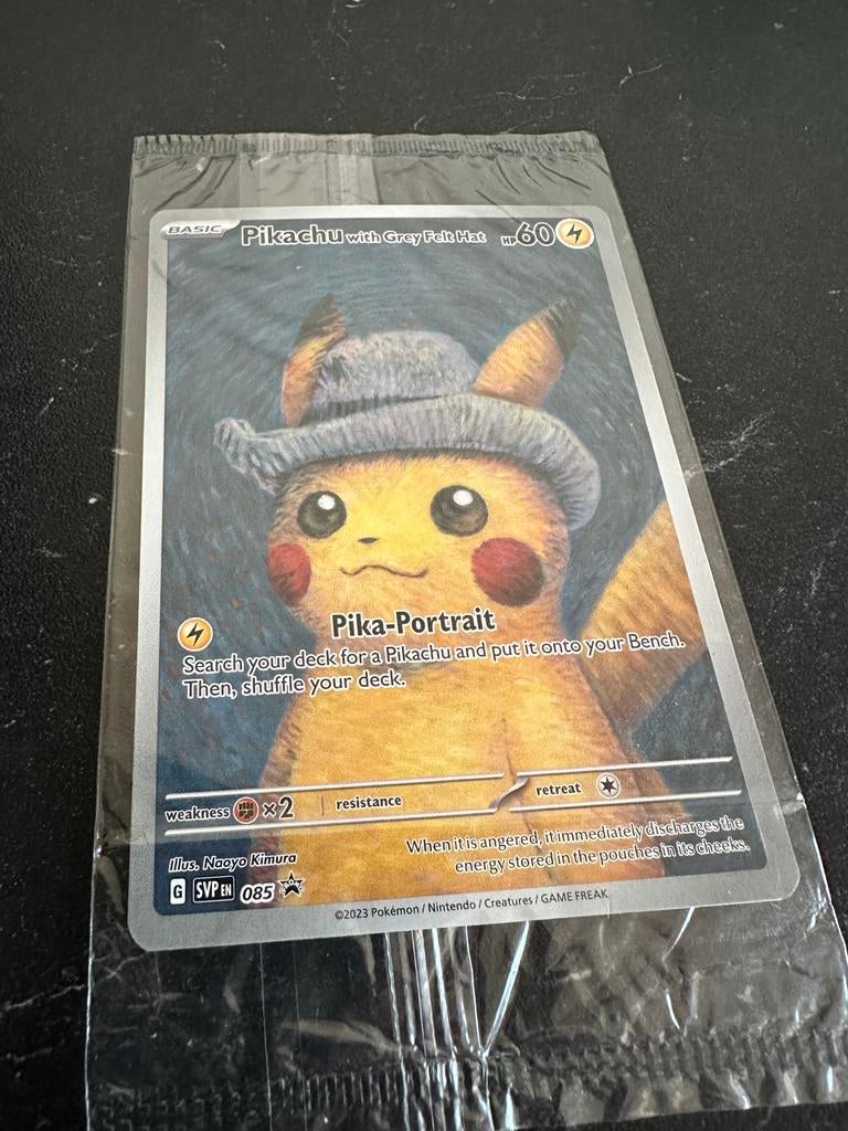 Pikachu with Grey Felt Hat – Sealed Promo (Van Gogh), Ophalen of Verzenden, Nieuw, Losse kaart, Foil