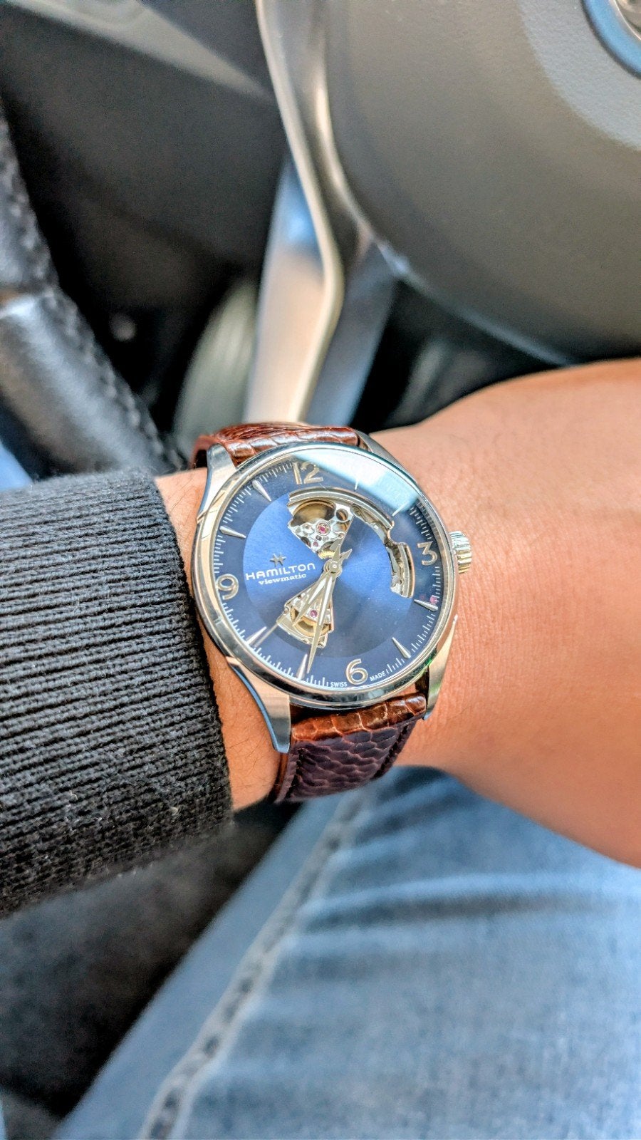 Hamilton Jazzmaster Open Heart Automatic, Ophalen of Verzenden, Zo goed als nieuw, Staal, Overige merken