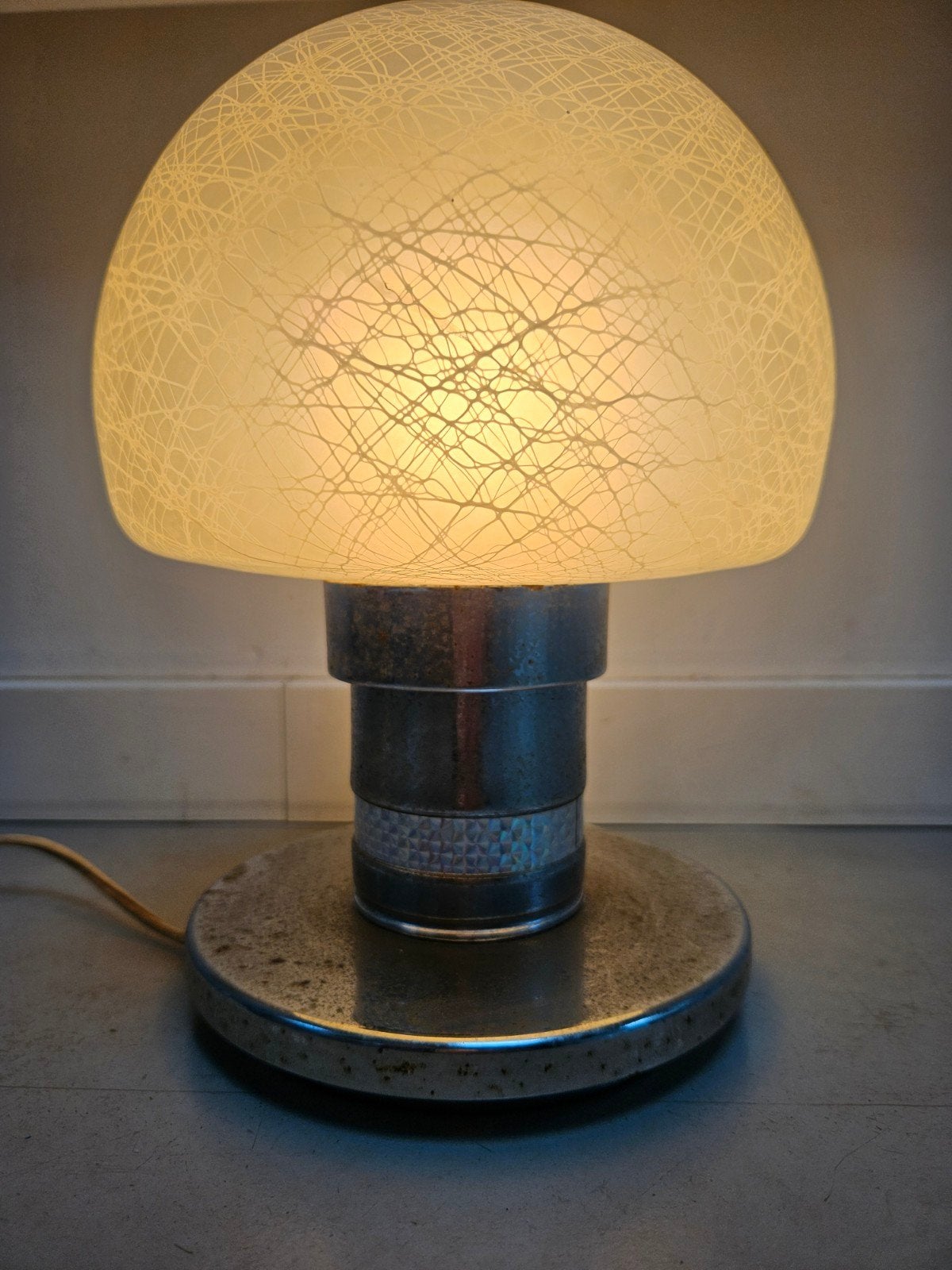 Vintage Space Age Mushroom Lamp Industrias LUZ Jaren 70, Ophalen of Verzenden, Glas, Design