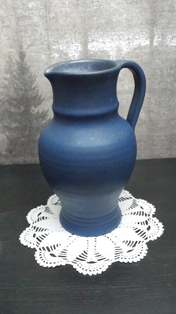 Vintage VAAS <> Blauwe KRUIK <> HAND gedraaid <> 21 cm hoog, Ophalen of Verzenden