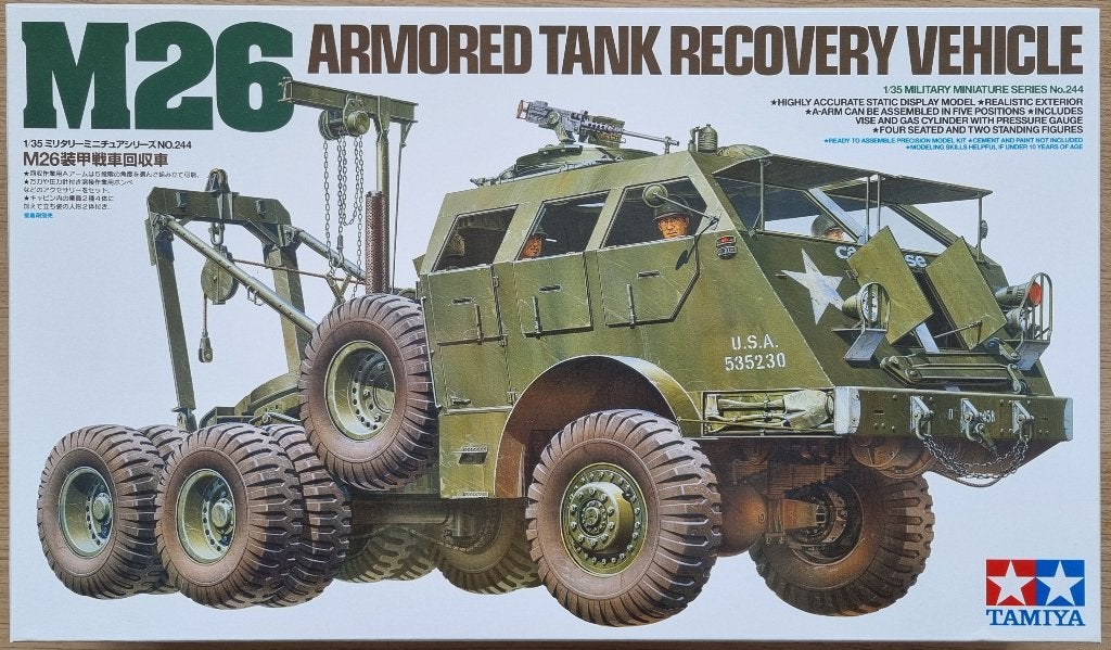 Tamiya 1:35 #35244 WWII US M26 Armored Tank Recovery Vehicle, Hobby en Vrije tijd, Modelbouw | Auto's en Voertuigen, 1:32 tot 1:50