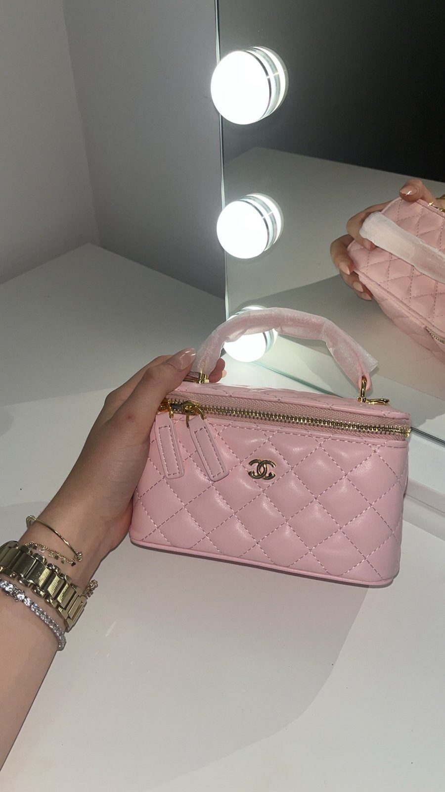 Roze Vanity Case, Verzenden, Nieuw, Roze, Avondtasje