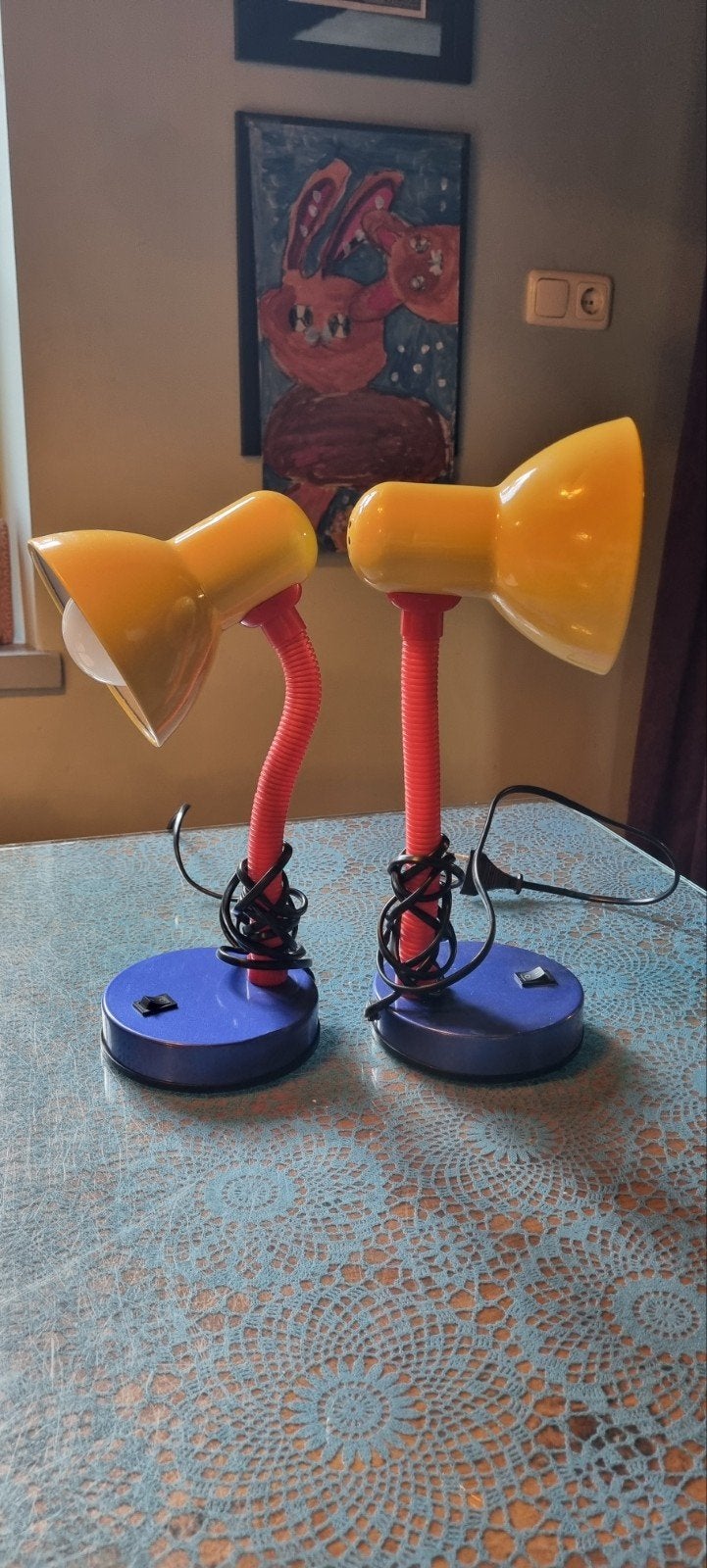 Vintage bureaulampen, set van 2, Memphis stijl, Bureaulamp, Vintage, Meerkleurig, Met schakelaar