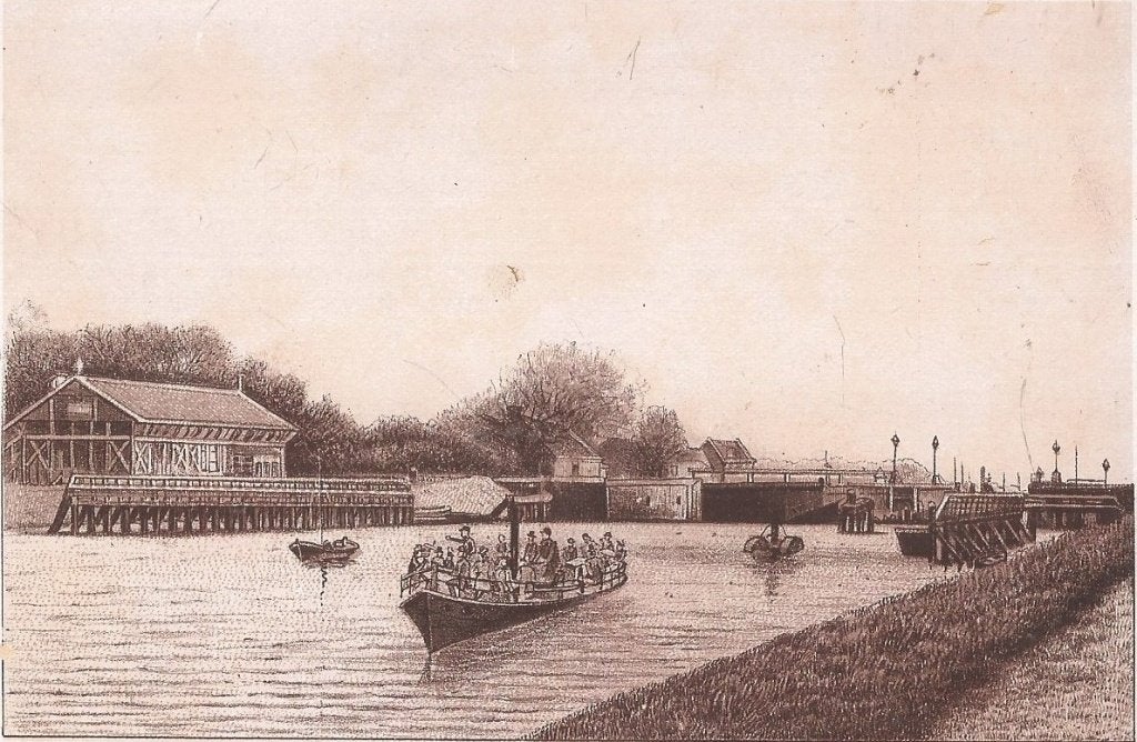 Buiksloot Tolhuis. Noordhollands Kanaal/Voorhaven Ca. 1890, 10 cm, 1800 - 1899, Stadsgezicht, Ophalen of Verzenden