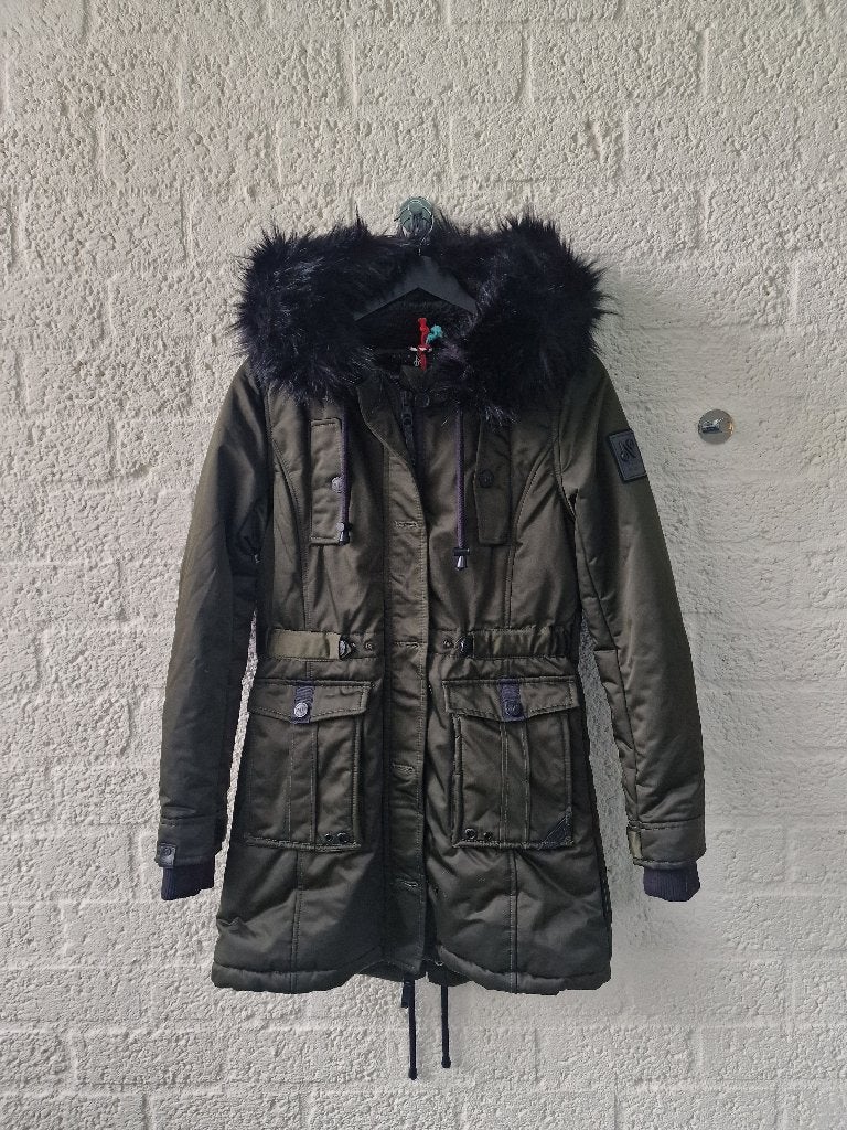 Navahoo winterjas parka khaki fleece – valt als S, Kleding | Dames, Jassen | Winter, Ophalen of Verzenden, Nieuw, Maat 36 (S)