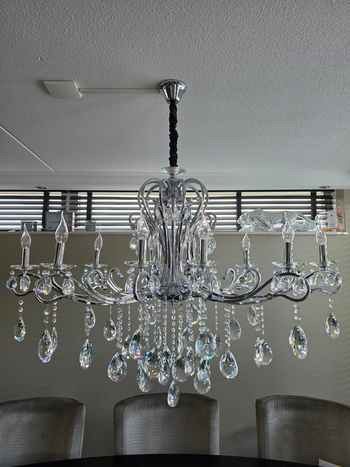 Luxe Kroonluchter met Kristallen, Huis en Inrichting, Ophalen, Modern, Klassiek, Glamour, E14 (klein), Zo goed als nieuw