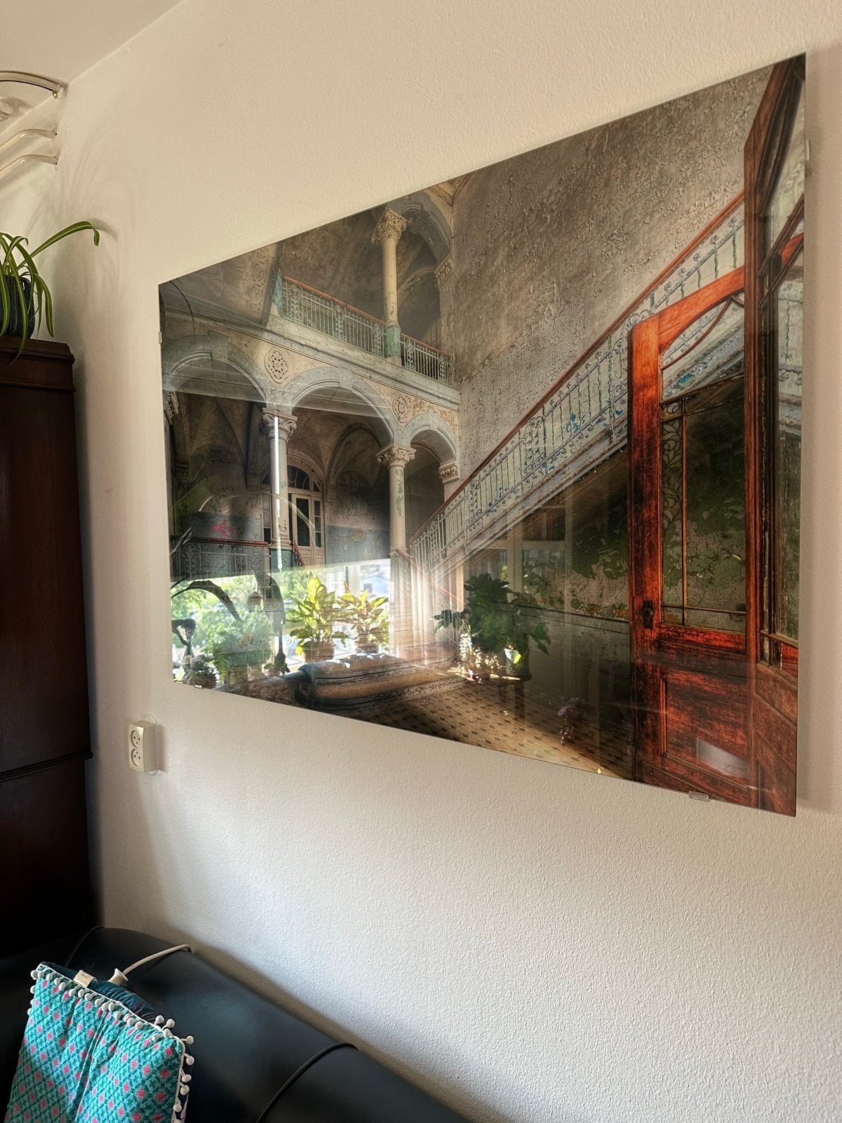 Glasplaat met urbanfoto, 120x80 cm, Ophalen, Zo goed als nieuw, 100 tot 125 cm, Foto of Poster