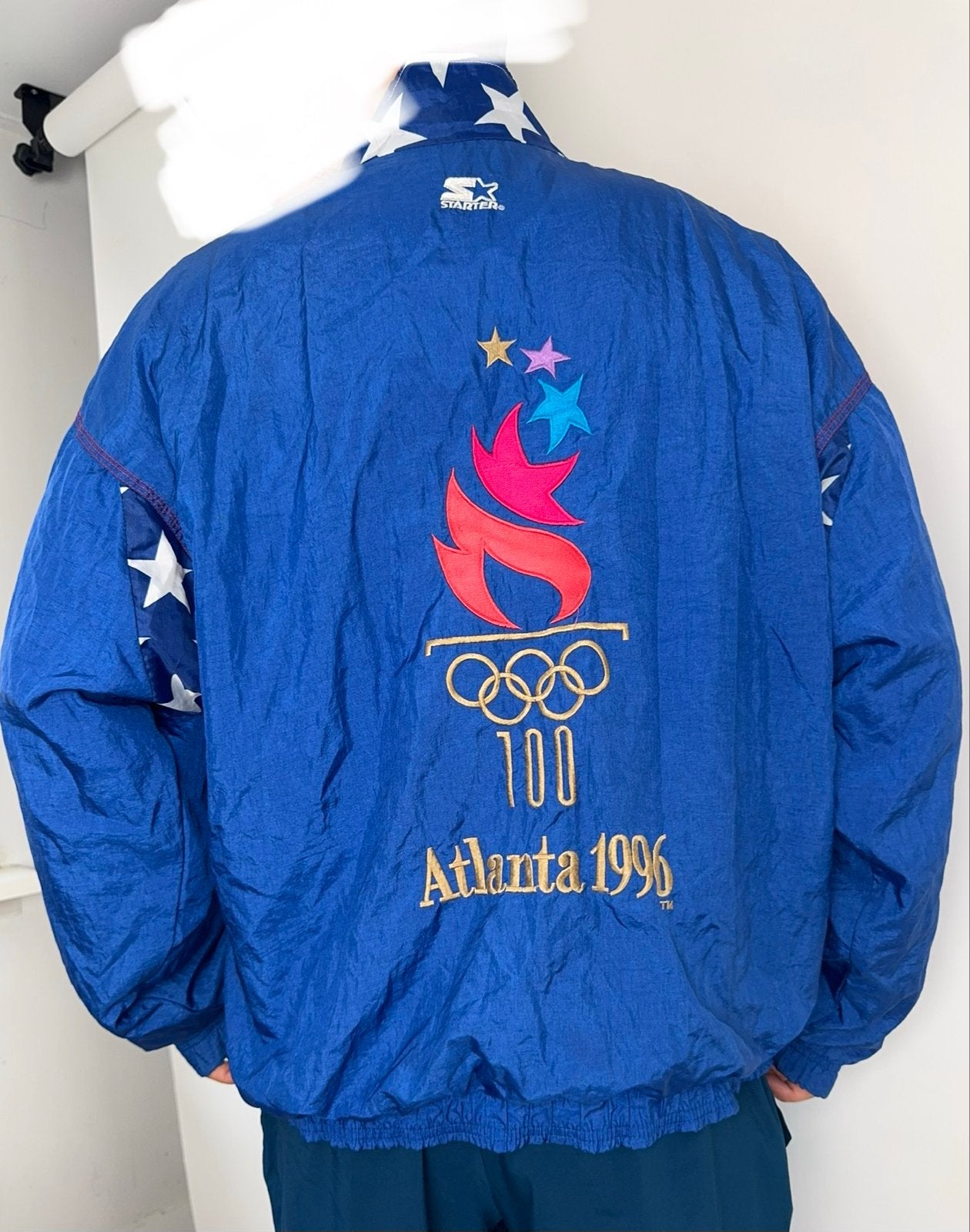Vintage Starter Jas Olympische Spelen Atlanta 1996 Maat L, Kleding | Heren, Ophalen of Verzenden, Gedragen, Maat 52/54 (L), Meerkleurig