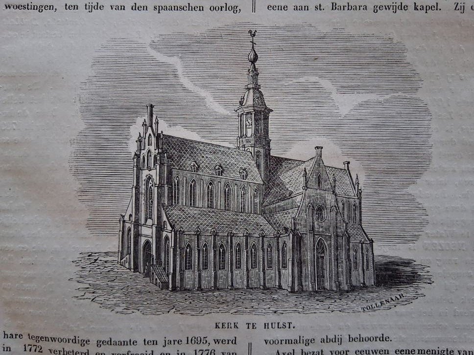 houtgravure Kerk te Hulst - Tollenaar, Ophalen of Verzenden