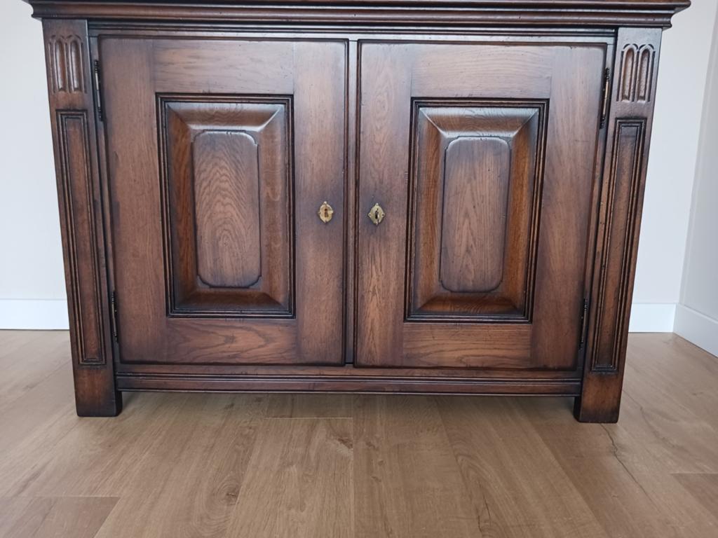 Gepatineerd eiken dressoir/tv kast, Ophalen of Verzenden, Gebruikt, 25 tot 50 cm, Minder dan 100 cm