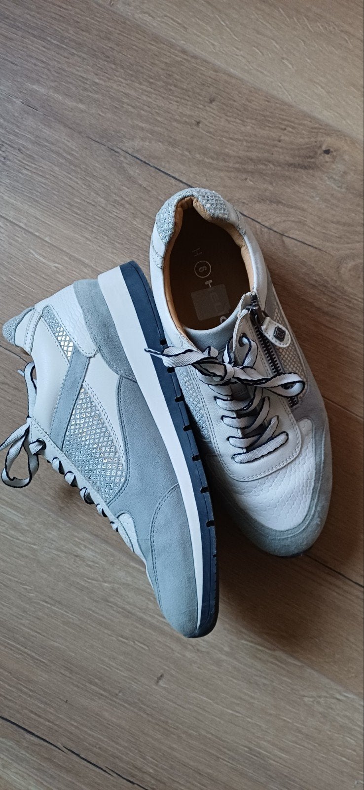 Helioform wit / blauw maat 39 / 6 H schoenen veter + rits, Wit, Ophalen of Verzenden, Helioform, Sneakers of Gympen
