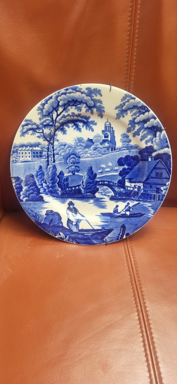 Antiek Wedgwood & Co porseleinen bord, blauw-wit, Ophalen of Verzenden