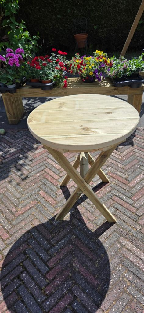 Bistrotafeltje bijzettafeltje, Tuin en Terras, Ophalen, Nieuw, Rond, Hout