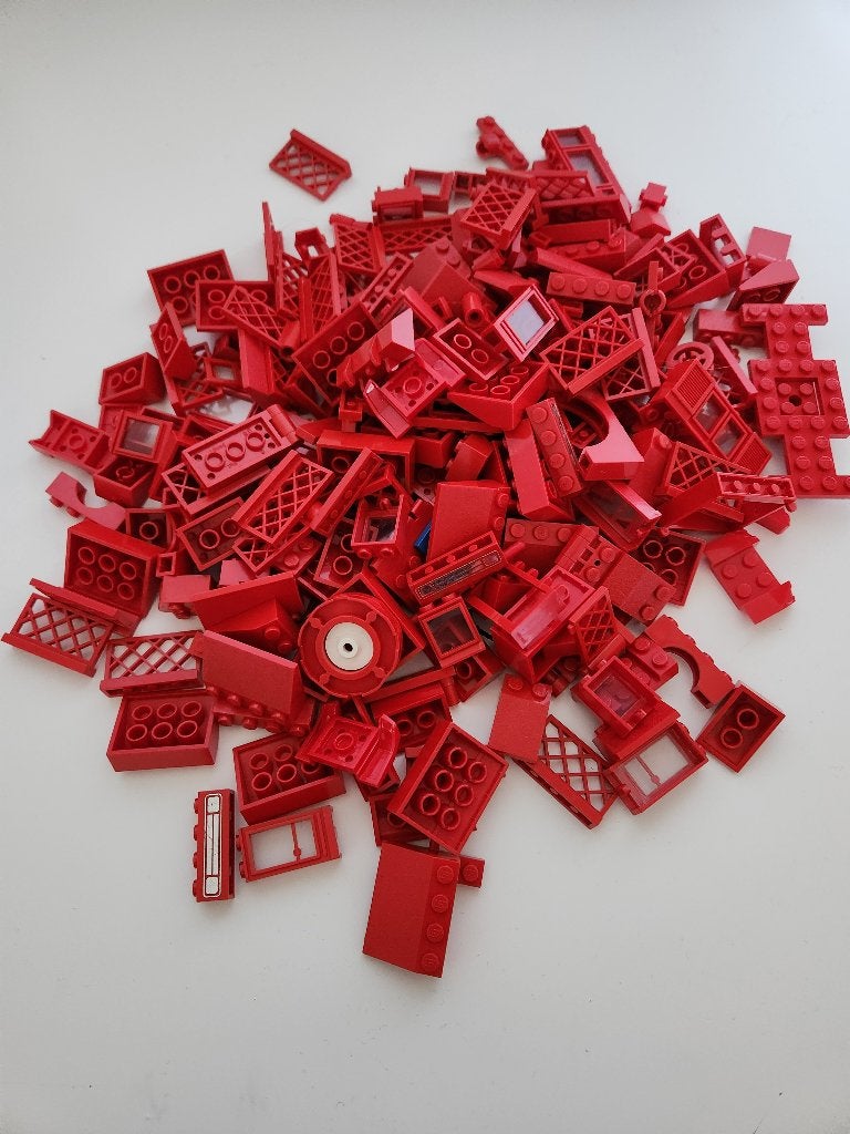 Lego - rood onderdelen, Ophalen of Verzenden, Gebruikt, Losse stenen, Lego