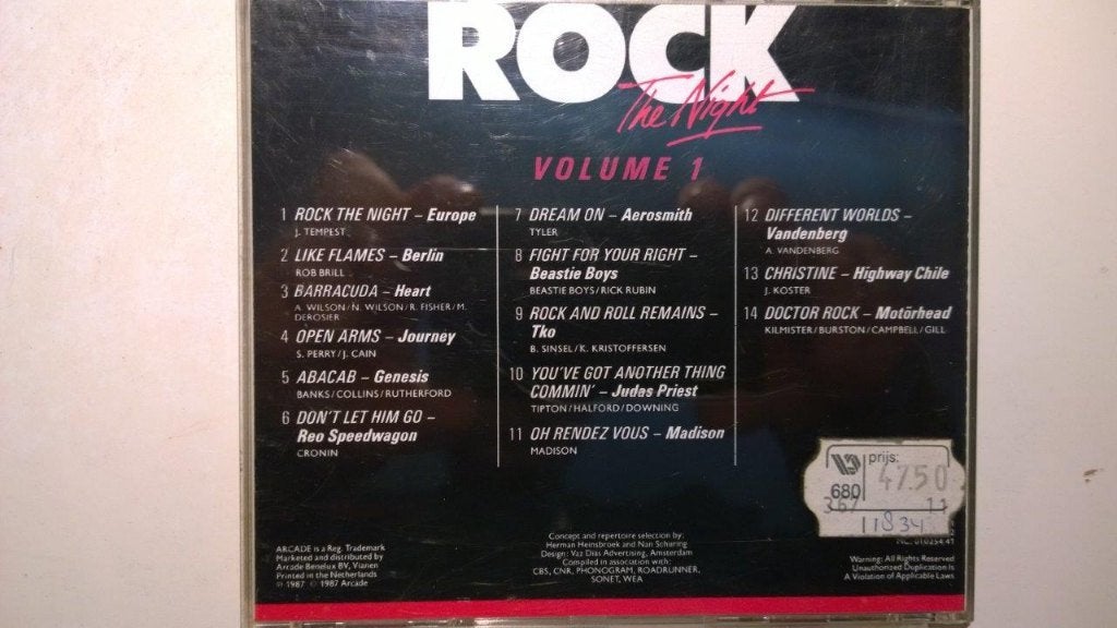 Rock The Night Volume 1, Cd's en Dvd's, Ophalen of Verzenden, Zo goed als nieuw, Rock en Metal