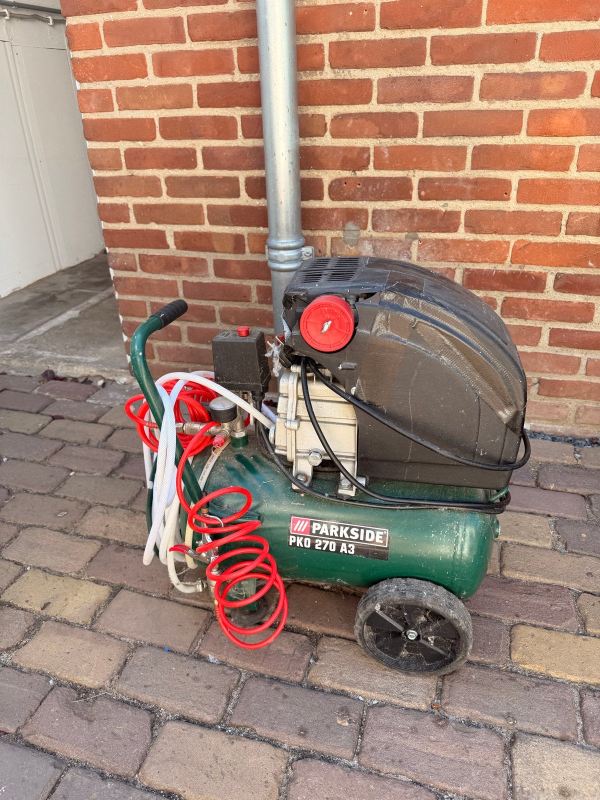 Parkside PKO 270 A3 Compressor met accessoires, Ophalen, Gebruikt, 6 tot 10 bar, 25 tot 100 liter