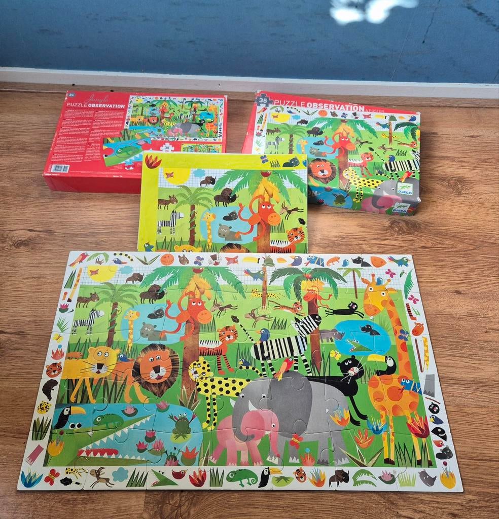 Djeco Puzzle Observation-puzzel Jungle, 35 grote stukken, Ophalen of Verzenden, 10 tot 50 stukjes, Gebruikt