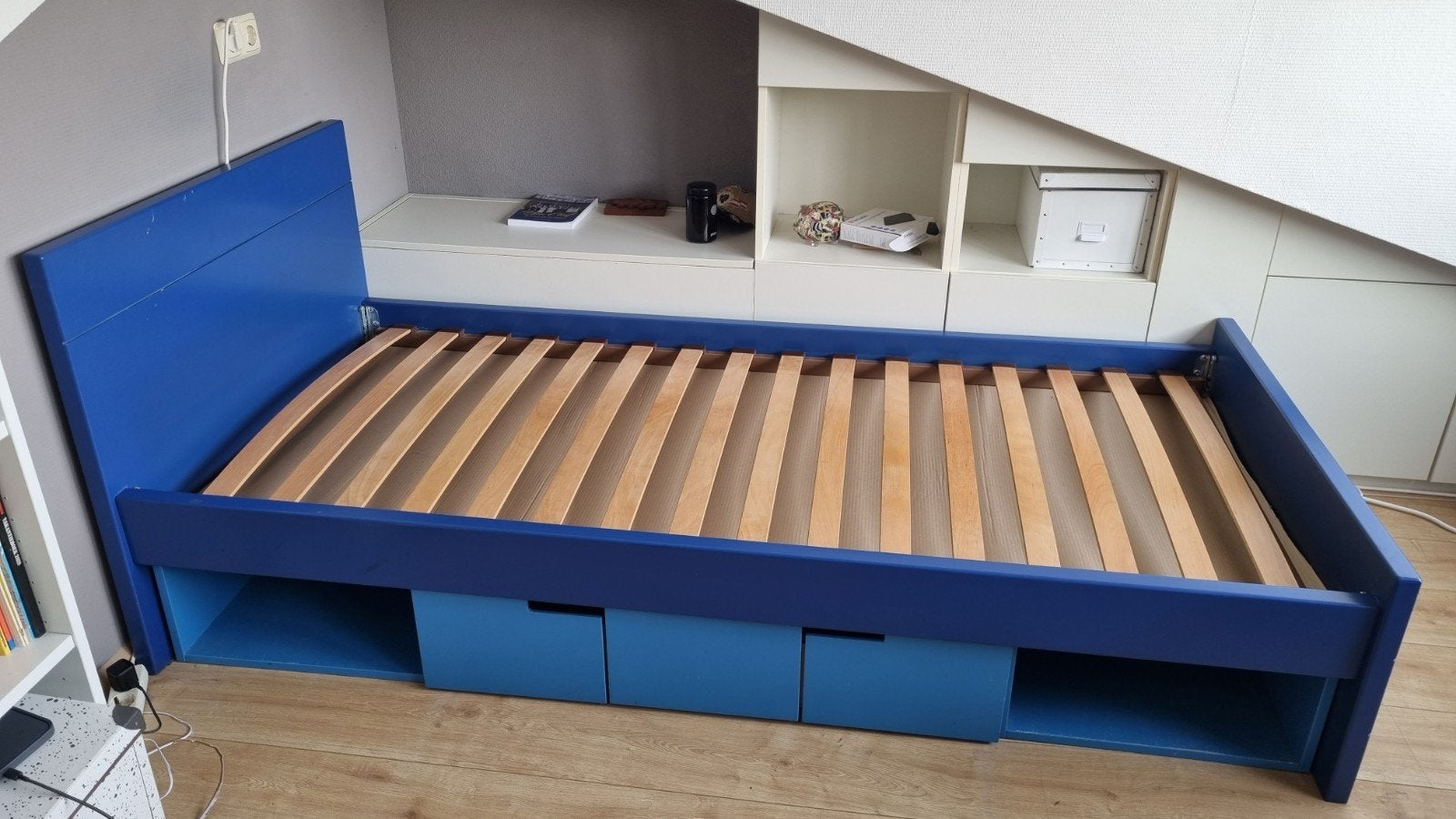 Eenpersoonsbed met opberglade, Huis en Inrichting, Ophalen, Gebruikt, 90 cm, Eenpersoons