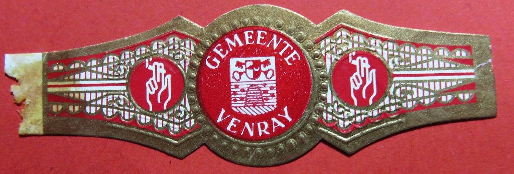 Sigarenbandje reclamebandje Gemeente Venray, Verzenden, Gebruikt, Sigarenbandjes