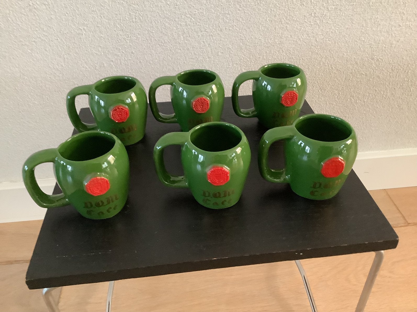 Retro D.O.M. Cafe: 6 groene Franse koffiekopjes, Ophalen of Verzenden, Glas, Overige stijlen, Kop(pen) en/of Schotel(s)