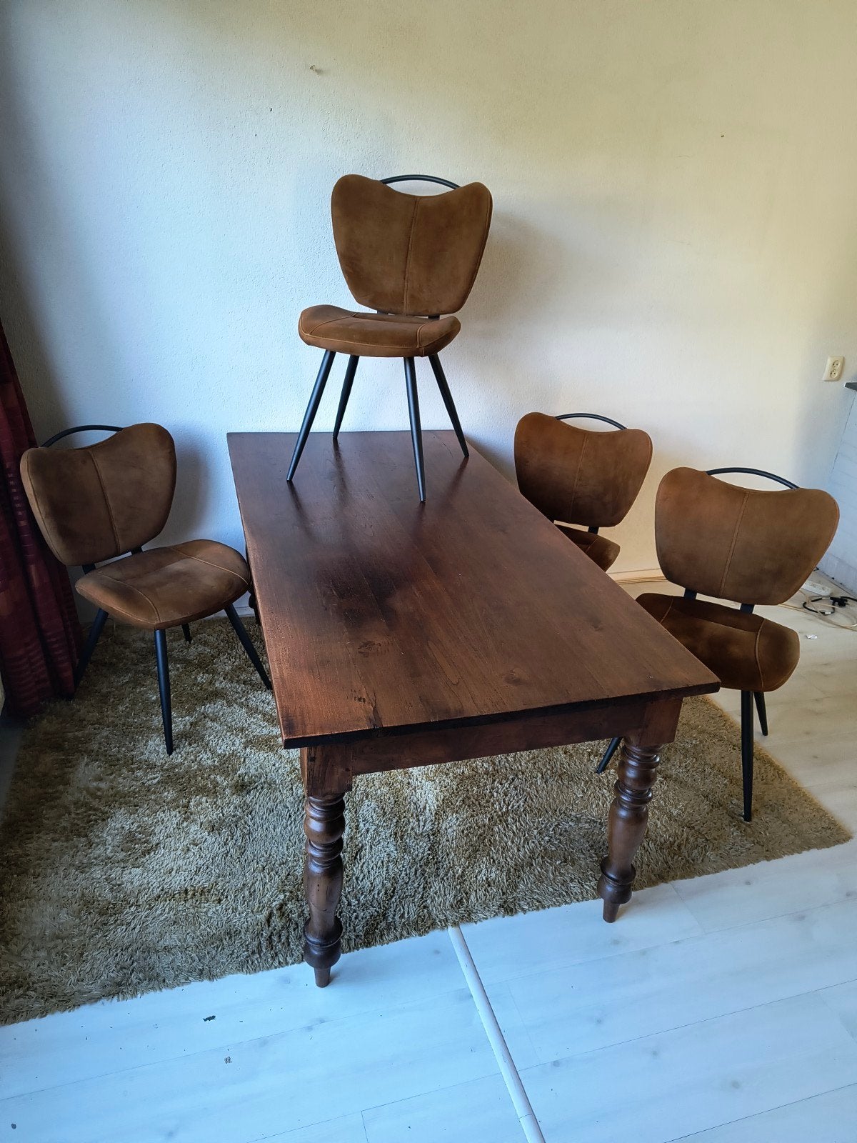 eettafel met 4 stoelen, Huis en Inrichting, Ophalen, Rechthoekig, 150 tot 200 cm, 50 tot 100 cm