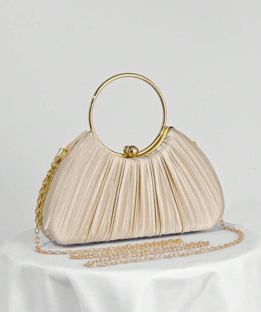 Nieuw Avondtasje - Elegant Beige met Gouden Details, Ophalen, Nieuw, Beige