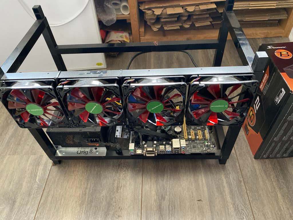 Mining Rig Frame met Moederbord en Koeling, Ophalen, Gebruikt, Intel, DDR3