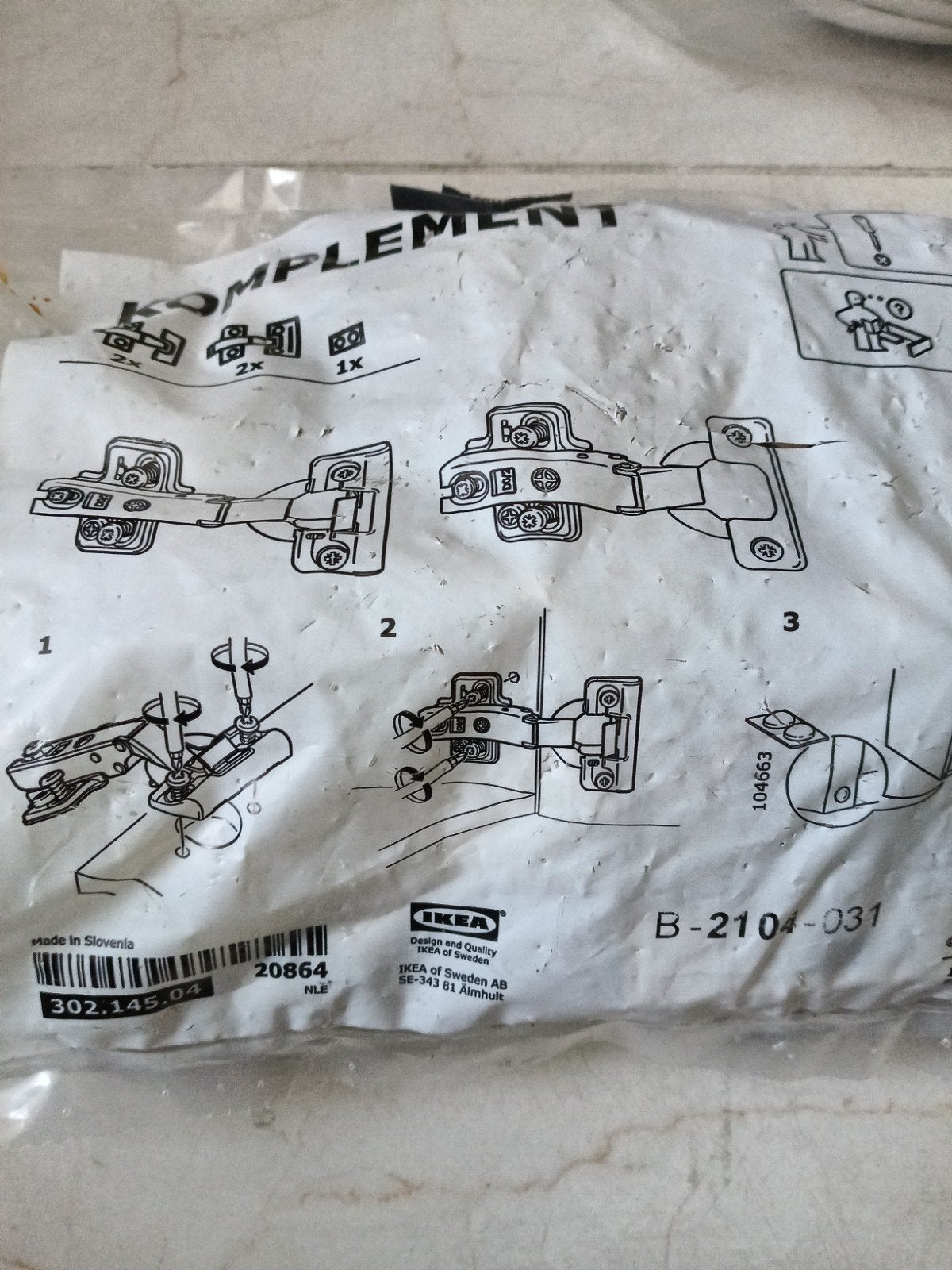 Nieuwe IKEA KOMPLEMENT scharnieren (2 stuks), Doe-het-zelf en Verbouw, Hang- en Sluitwerk, Ophalen of Verzenden