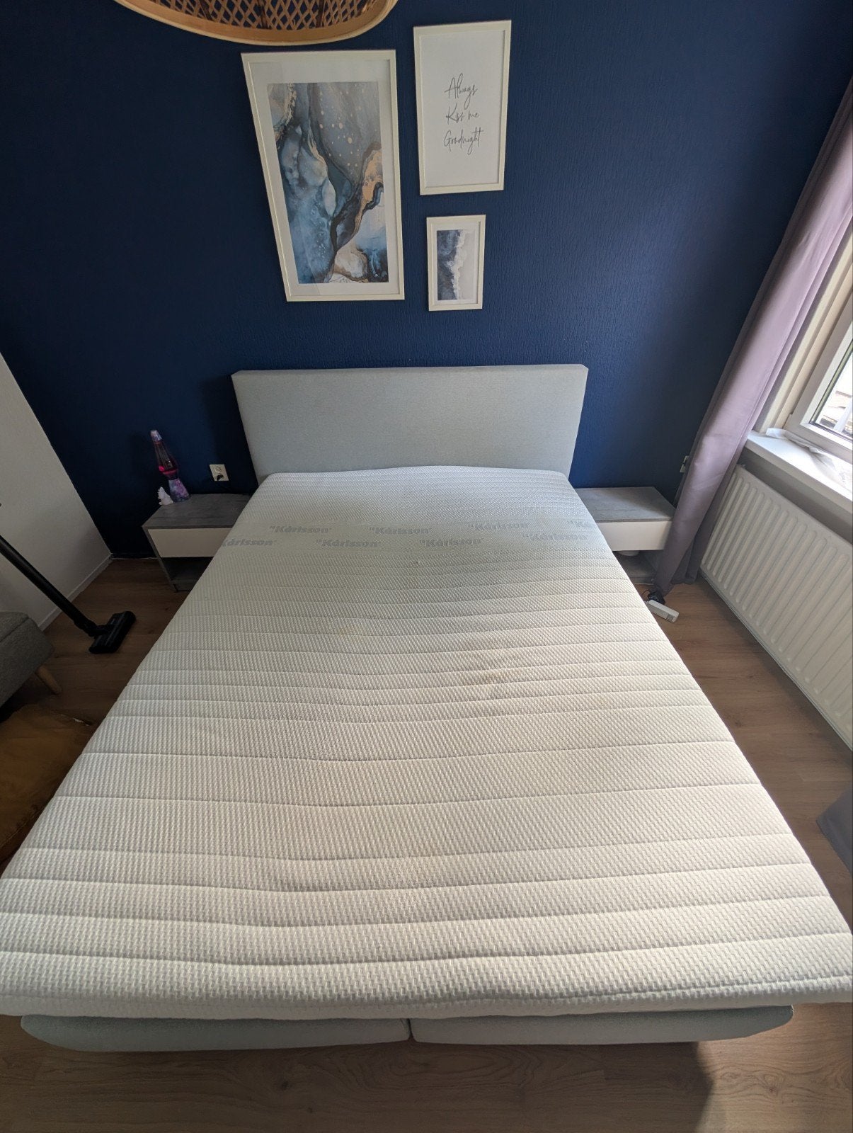 Karlsson boxspring 160x200 - Goede staat., Ophalen, Gebruikt, Tweepersoons, 200 cm