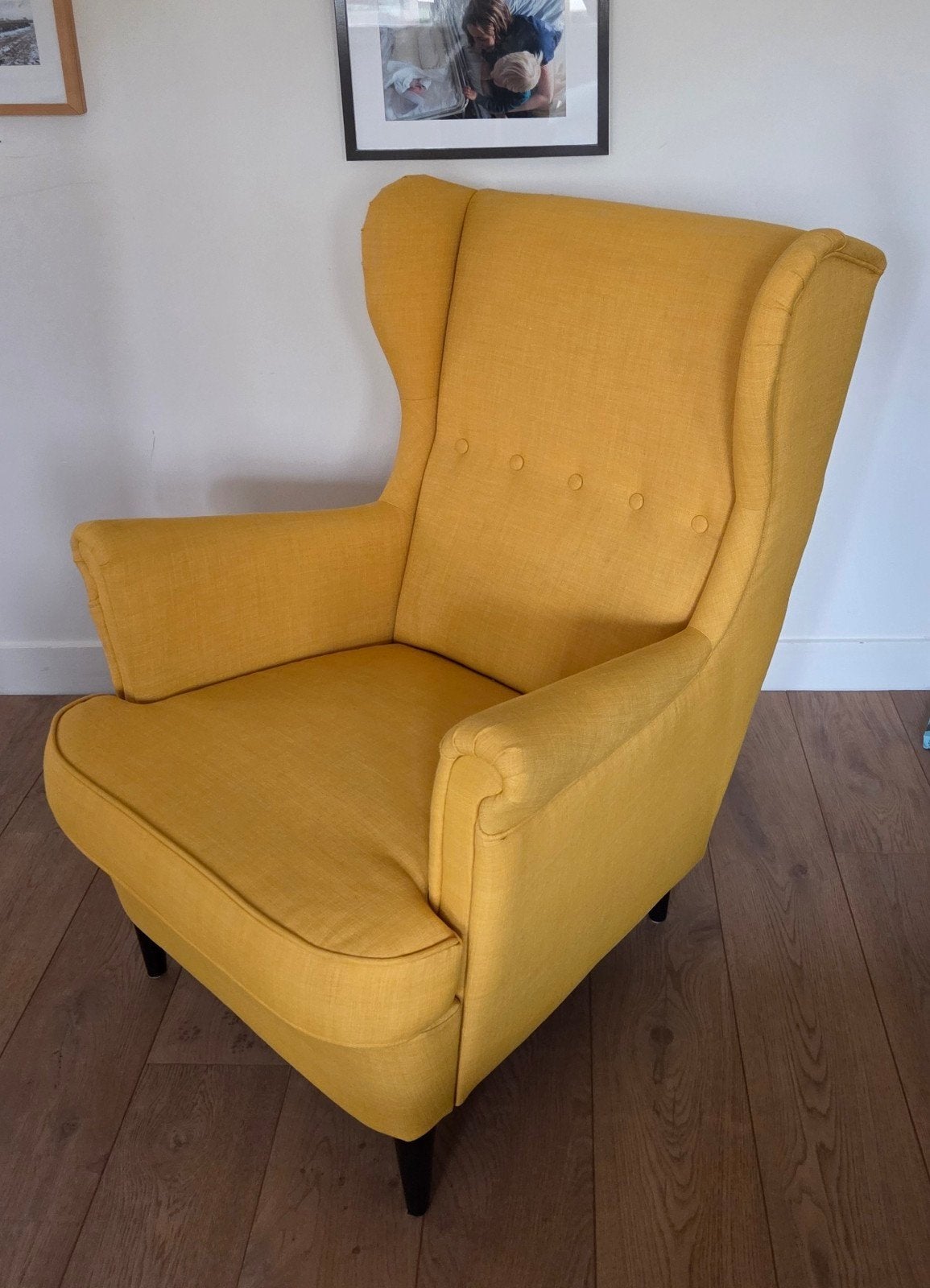 IKEA Strandmon fauteuil geel - Zo goed als nieuw, Huis en Inrichting, Fauteuils, Ophalen, Modern, Scandinavisch, 75 tot 100 cm
