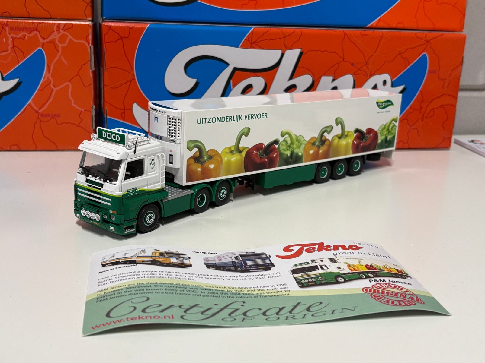 Tekno Dijco Scania 143, Hobby en Vrije tijd, Modelauto's | 1:50, Ophalen of Verzenden, Zo goed als nieuw, Bus of Vrachtwagen, Tekno