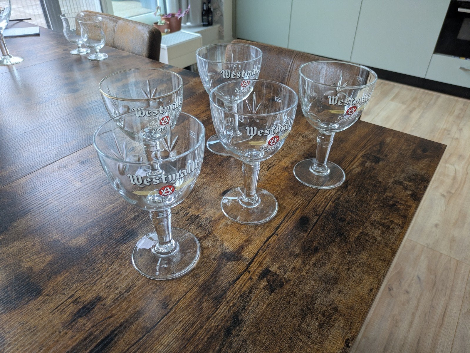 Set van 5 Westmalle bierglazen, Antiek en Kunst, Ophalen