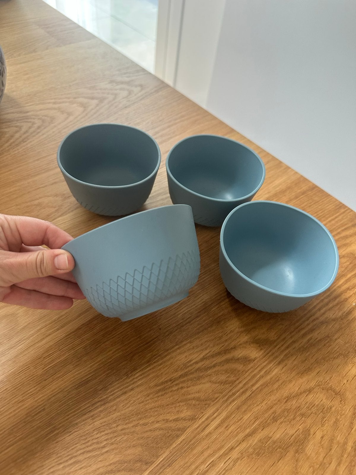 4 Moods blauwe stapelbare plastic camping bakjes, Caravans en Kamperen, Ophalen of Verzenden, Zo goed als nieuw