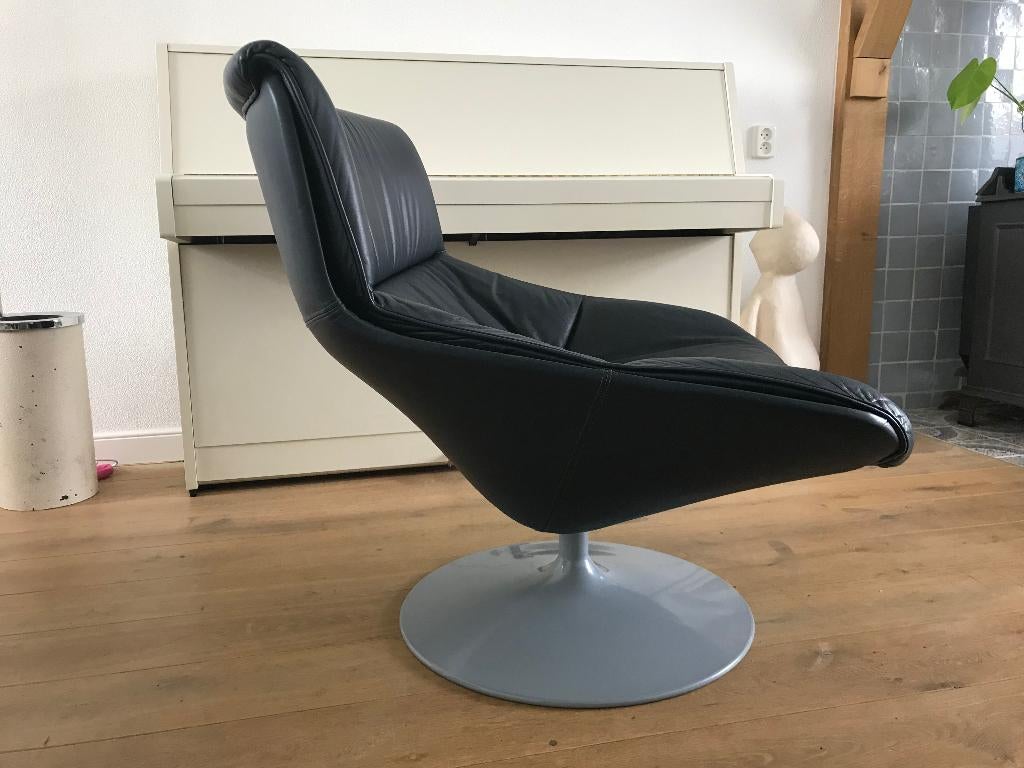 Artifort F 518 520 522 design fauteuil donkerblauw leer, Huis en Inrichting, Gebruikt, Ophalen of Verzenden, Nvt, Nvt