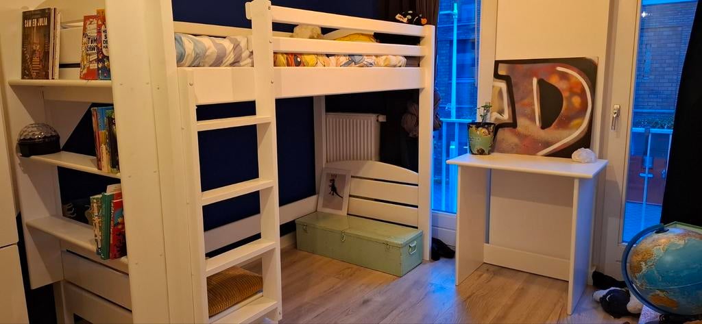 Hoogslaper 1-persoons met zitje, tafel en opbergruimte, Kinderen en Baby's, Kinderkamer | Stapelbedden en Hoogslapers, Ophalen