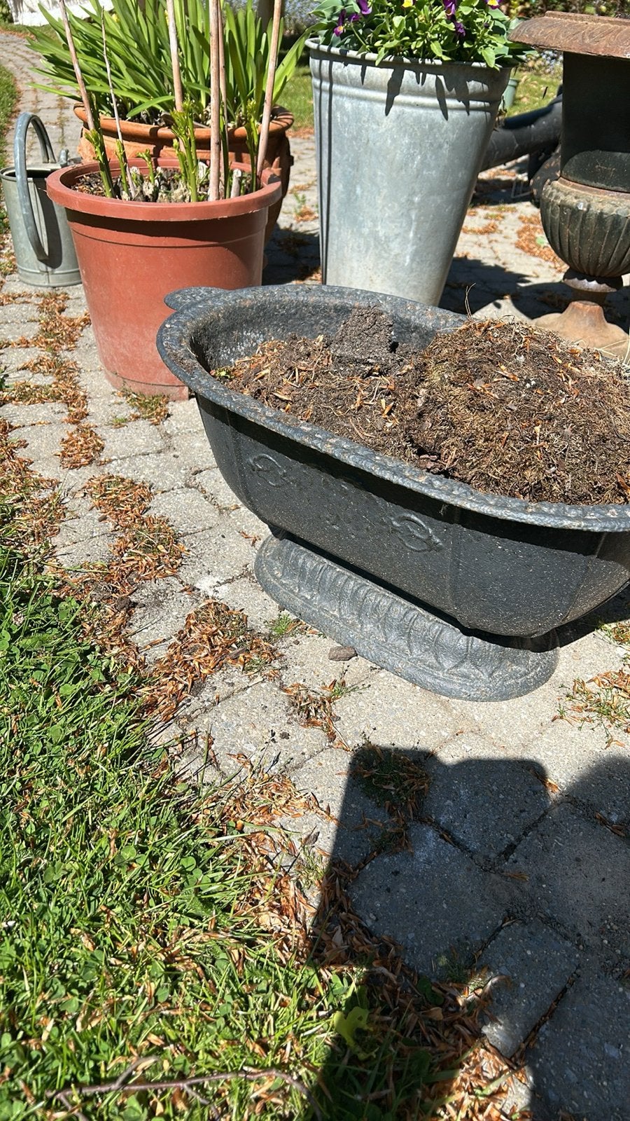 Antieke gietijzeren kolenbak - Plantenbak, Ophalen, Gebruikt, Minder dan 30 cm, Minder dan 60 cm
