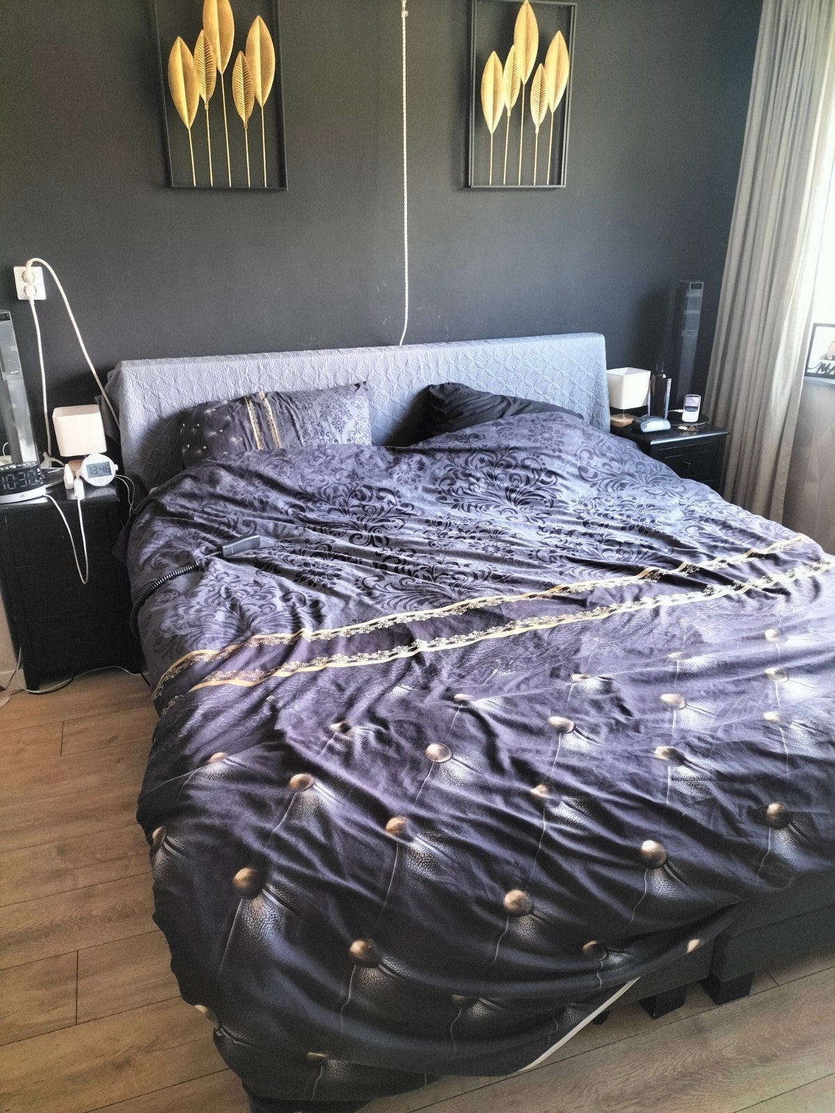 Boxspring bed 180x200 met elektrisch verstelbare delen, Ophalen, Gebruikt, Zwart, Tweepersoons