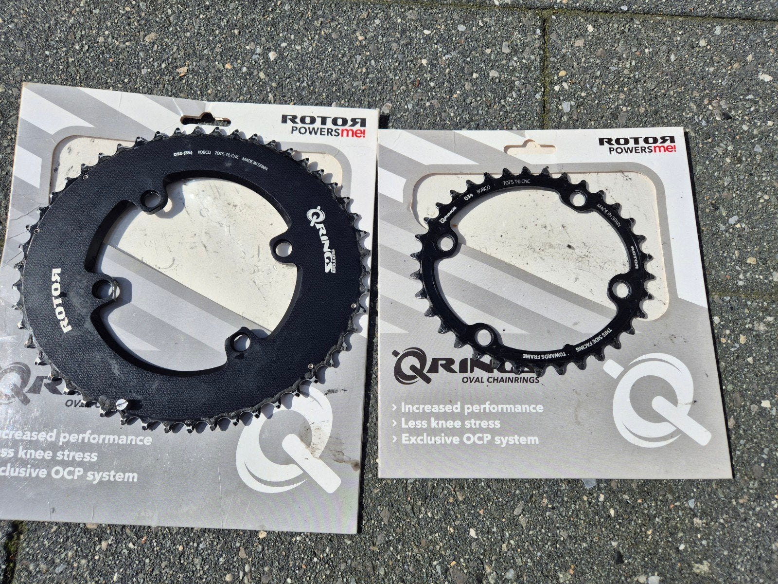 Rotor Q-Rings Shimano 110x4 50-34 kettingbladen, Ophalen of Verzenden, Gebruikt, Crankstel of Pedalen, Aluminium